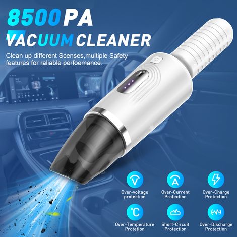 Aspirateur portable sans fil 8500Pa, UV stérilisation, 32dB silencieux, pour voiture/maison,blanc (1/5)