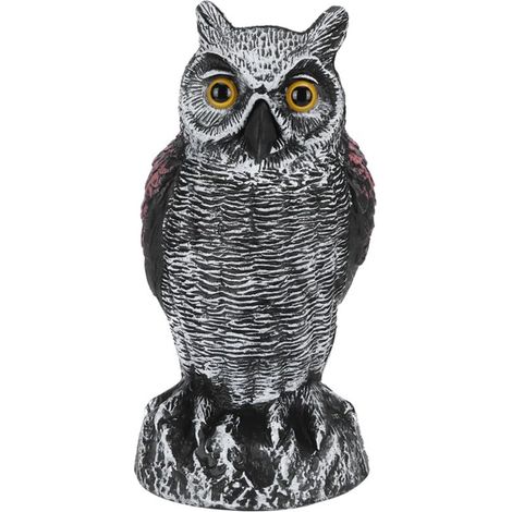 Finta statua di gufo simulata, decorazione da giardino per esterni, in plastica, repellente per la caccia, esca 10201-Crezuo