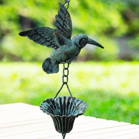 Chaîne de pluie pour extérieur, 21,6 cm, amovible à suspendre, pour jardin, antirouille, décoration pour extérieur et intérieur (bleu) (1/4)