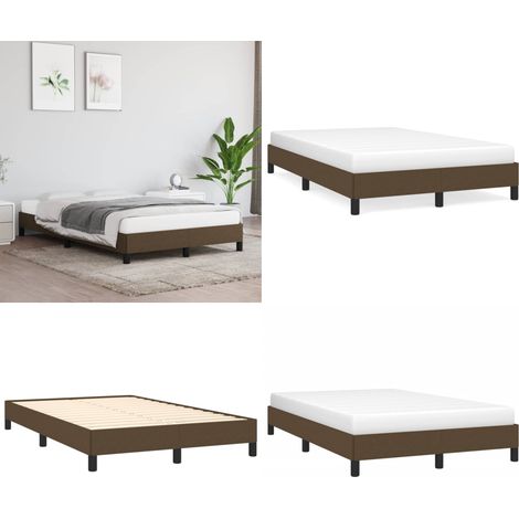 Bettgestell ohne Matratze Dunkelbraun 120x190 cm Stoff - Bettrahmen - Doppelbett - Lattenrost - Massivholzbette - Holzbetten - Home & Living (1/5)