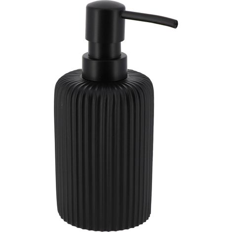 Seifenspender rund gestriegelt polyresin 230 ml - schwarz - Tendance