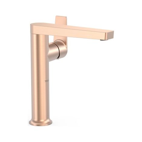 Mitigeur haut avec manette latérale pour lavabo Project Or Rose Mat 24K - TRES 22164701OPM