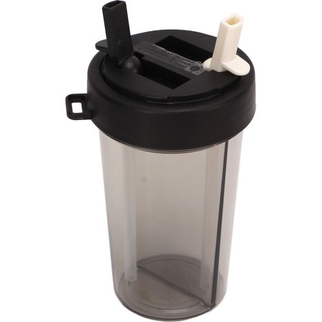 Tragbare, vielseitig verwendbare Wasserflasche, staubdicht und auslaufsicher, mit Strohhalm und Aufkleber, ideal für Sport, Camping und Picknicks (schwarz). (1/5)