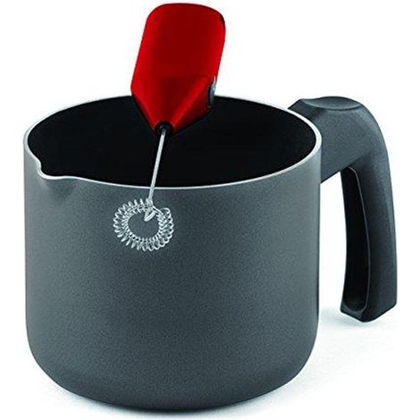 Domo Enjoy Cooking Pentolino Bollilatte con Frullino Montalatte, Scaldalatte Antiaderente, 12 cm (1/2)