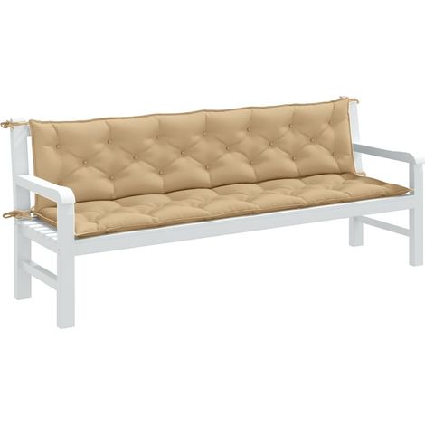 Gartenbank-Auflagen 2 Stk. Melange Beige 200x50x7 cm Stoff