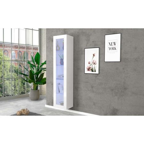 Vetrina Moderna 1Anta Battente Maruska Bianco Lucido - 180x40x30 cm (1/10)