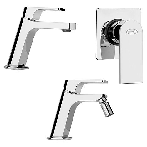 Set Rubinetti Jacuzzi per lavabo e bidet senza scarico serie Twilight e doccia incasso cromato (1/5)