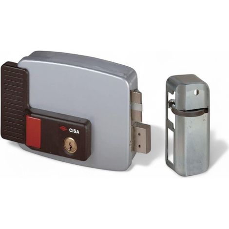 Elettroserratura per porte legno con pulsante interno a 2 mandate acciaio 12v scrocco autobloccante 3 chiavi - 50 mm - Dx