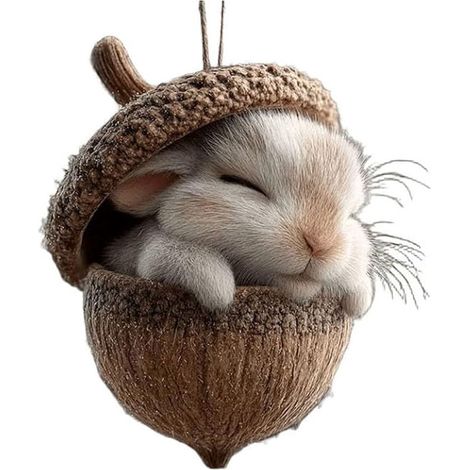 Ornement Animal Forestier - Acorn Figurine Créature Bois - Décoration Arbre Noël Intérieur Extérieur - Lot de 6 (1/5)