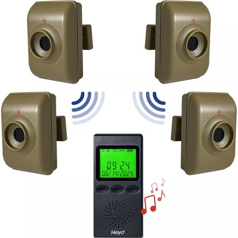 Alerte de passage sans fil longue distance 700m - 4 détecteur de mouvements autonomes (piles) + bipeur mobile (HEYO) (1/5)