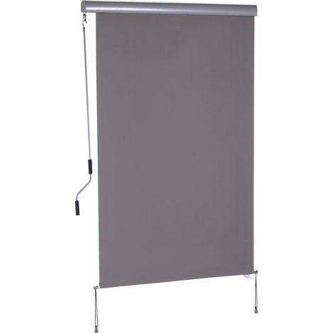 Senkrechtmarkise Balkonmarkise Vertikalmarkise Windschutz Seitenrollo Sichtschutz Mit Handkurbel Polyesterstoff+Aluminium Grau 120 X 200 Cm