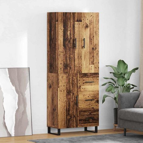 Aparador alto 2 pcs Madera envejecida 69,5 x 34 x 180 cm