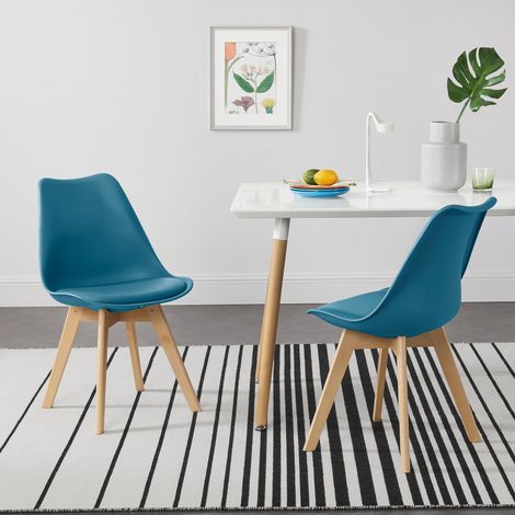 Lot de 2 chaises de salle à manger Fläten similicuir turquoise [en.casa] (1/6)