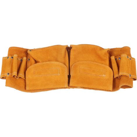 Ceinture Porte-Outils en Cuir Vache, Sac Banane Taille pour Électricien, Pochettes Rangement Accessoires Quincaillerie, 1 Pièce (1/5)