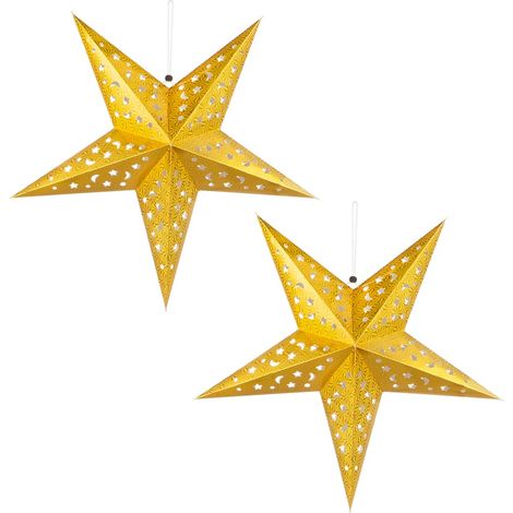2er Set LED Stern X-MAS Hänge Lampen Papier Ess Zimmer Weihnachts Deko Leuchten