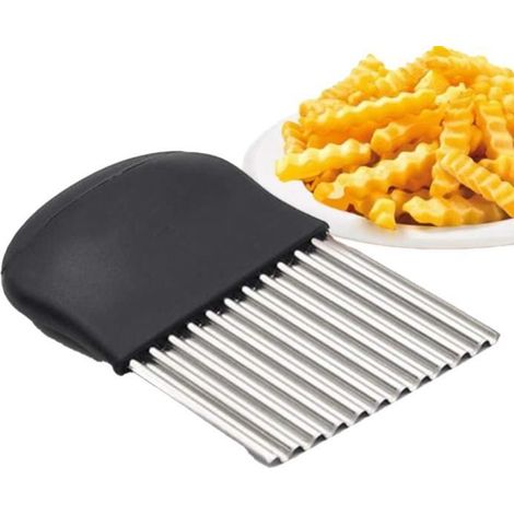 Coupe-frites ondulés - Multifonction - Acier inoxydable 430 - Noir - 14x9.5 cm - Ustensile de cuisine (1/4)