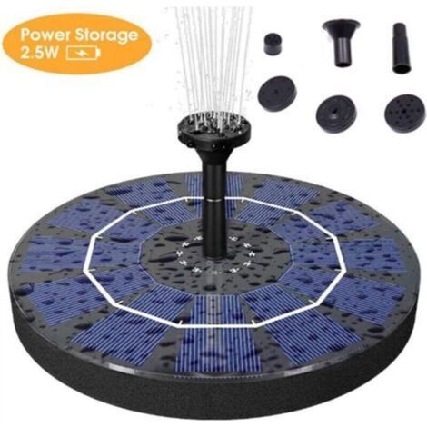 Solaire Fontaine Pompe, 2.5W Énergie Solaire Eau Fontaine Pompe avec Batterie 800 MAh Sauvegarde, Debout Libre Bain D'oiseau Fontaine Pompe pour Birdbath, Étang, Bassin, Jardin Et Pelouse