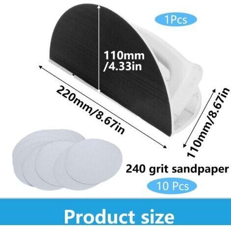 Ponceuse d'angle semi-circulaire multifonctionnelle, ponceuse manuelle professionnelle avec papier de verre remplaçable, outil de ponçage pour bois et murs