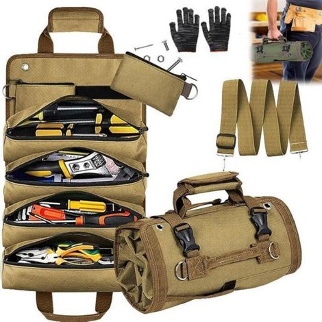 Sac De Rangement Pour Outils - Organiseur Enroulable Robuste En Tissu Oxford Et PVC - Pour Mécaniciens Et Bricoleurs - 1 Pièce (1/4)