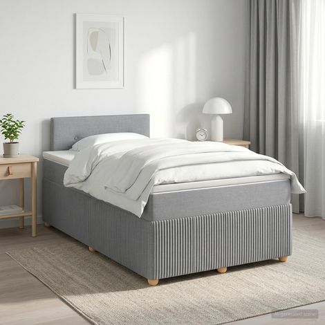 Cama box spring con colchón Gris Claro 120 x 190 cm Tela (1/5)