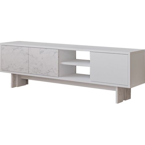 Meuble TV en bois "Ravello" - 150 x 30 x 45 cm - Blanc