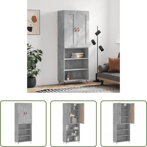 Holzwerkstoff - Highboard Betongrau 69,5x34x180 cm Holzwerkstoff (1/5)