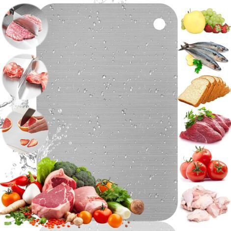 Planche a Decouper en Titane, 30 20CM Titanium Cutting Board, Planche à Découper en Acier Inoxydable, Stainless Steel Cutting Board, Convient pour La Viande, Les Fruits et Légumes (1/5)
