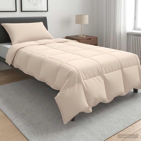 vidaXL Juego de Edredón 2 uds. 140 x 200 cm Todas las estaciones Beige (1/5)