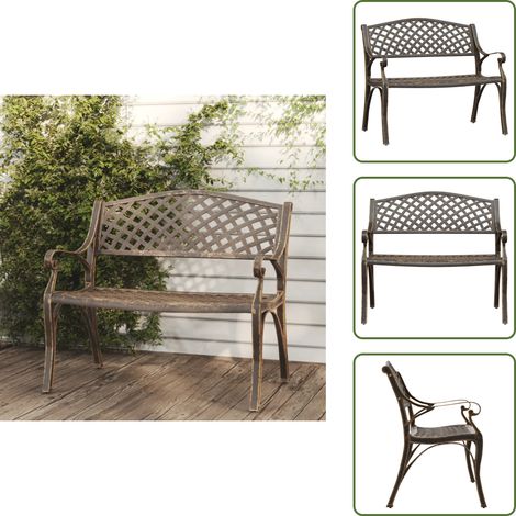 Gartenmöbel - vidaXL Gartenbank 102 cm Aluminiumguss Bronzen - Terrassenbank
