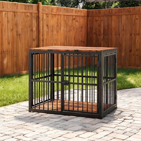 Cage pour chien meuble 3 portes en bois et métal 84 x 56 x 66 cm (1/5)