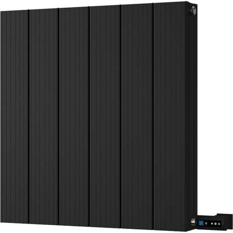 Thetford - Black Horizontal Electric Radiator Double Panel H600mm x W560mm Grooved 300w Thermostatic WIFI