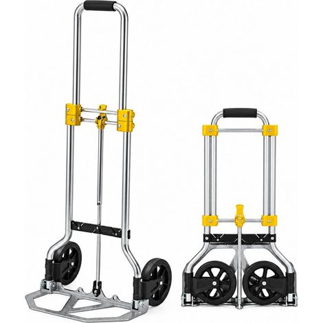 Carrello portapacchi pieghevole in alluminio - Misura 38x34x96 cm e portata massima 45 Kg - Manico telescopico e 2 ruote in gomma, montacarichi manuale per trasporto di carichi pesanti (1/5)