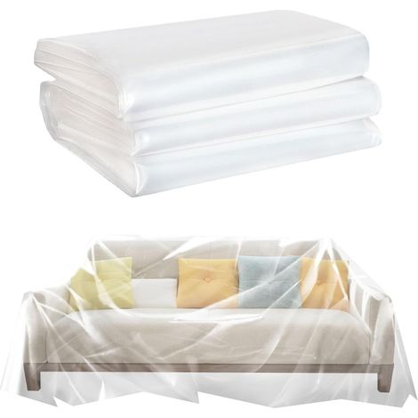Set di 2 copridivani trasparenti in plastica - Telo antipolvere impermeabile e resistente all'usura per mobili (200 cm x 300 cm) (1/4)