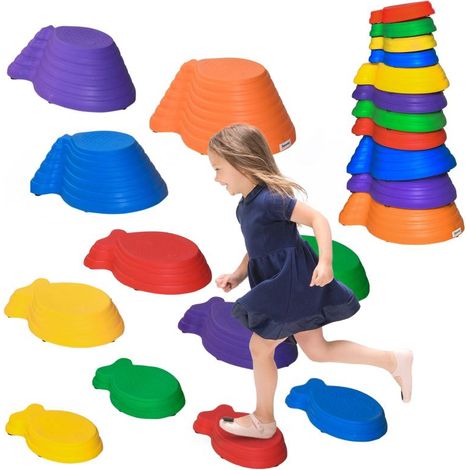 Galets de rivière, pierres d'équilibre, dalles de jardin pour enfants, jeu d'équilibre, antidérapant, supporte jusqu'à 100 kg