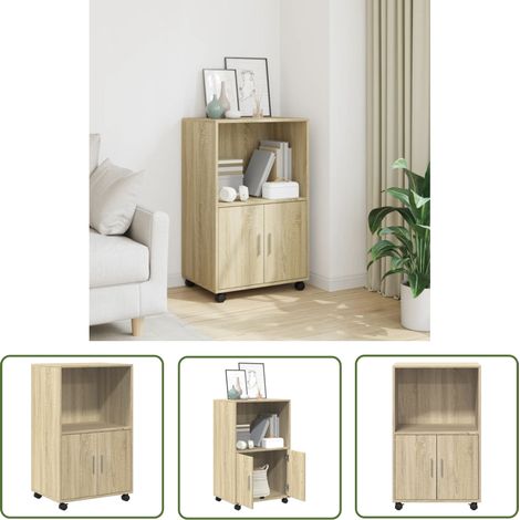 vidaXL Rollschrank Sonoma-Eiche 55x40x91 cm Holzwerkstoff (1/5)