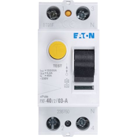 Eaton Disjoncteur différentiel, 40A, 2 pôles, 300mA, Type A, 236750