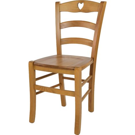 Tommychairs - Sedia modello Cuore per cucina bar e sala da pranzo, robusta struttura in legno di faggio color rovere e seduta in legno (1/5)