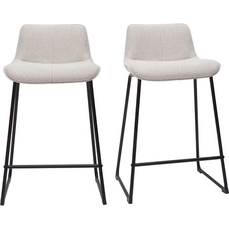 Sgabelli da bar in tessuto effetto velluto testurizzato beige e metallo H65 cm (set di 2) BOOST