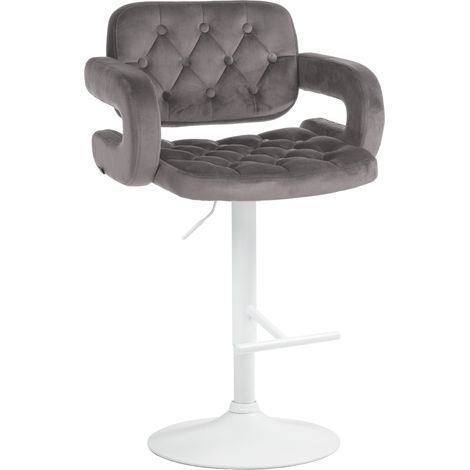 Sgabello da bar in velluto Dublin grigio Metallo bianco opaco