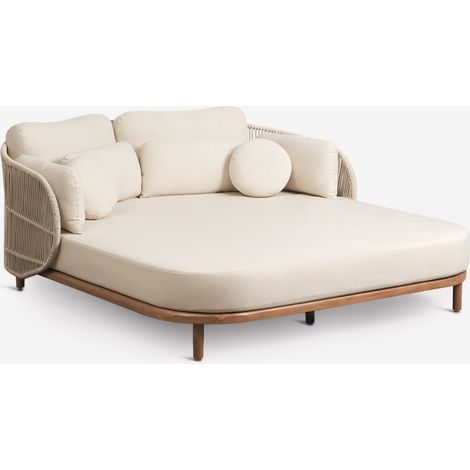 Tumbona doble con cojines en madera de acacia y cuerda trenzada Capri SKLUM (1/5)