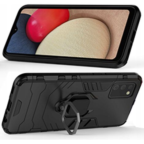 Ring Armor Hybrid Schutzhülle + Magnethalterung für Samsung Galaxy A03s (166,5 mm), Schwarz (1/5)