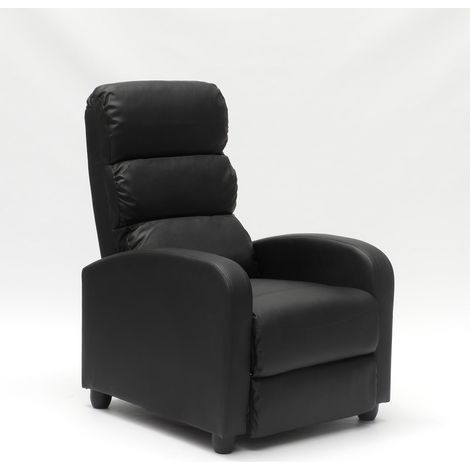 Sillón relax reclinable con reposapiés símil piel Alice - Negro