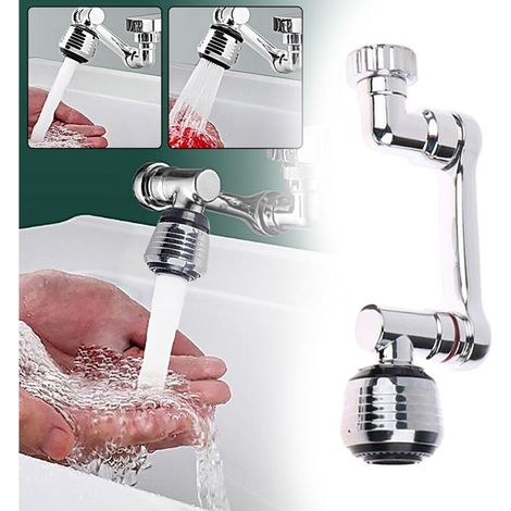Prolunga per rubinetto girevole a 1080° con uscita dell'acqua a doppia modalità (accessori inclusi), braccio del rubinetto in ABS, aeratore meccanico, aeratore per lavello, filtro dell'acqua esteso (1/5)