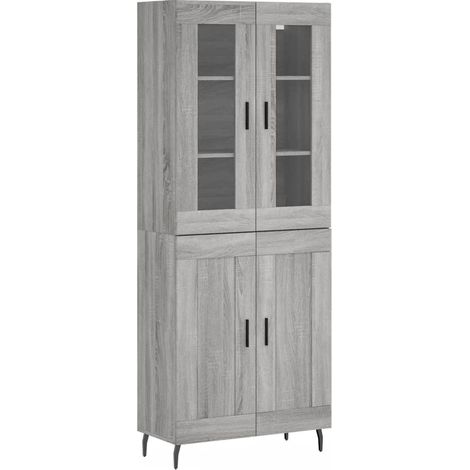 Maison Exclusive - Credenza Grigio Sonoma 69,5x34x180 cm in Legno Multistrato