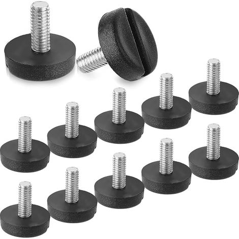 12 pieds de meuble réglables M6, pieds réglables avec écrou à enfoncer, en plastique en hauteur pour meubles, chaises, tables, canapés, appareils électroménagers, vitrines (1/5)