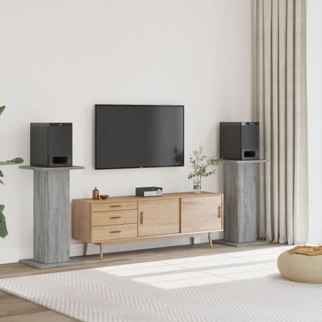 Soportes altavoces 2 uds madera gris Sonoma 30x30x80 cm vidaXL