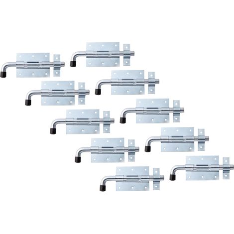 Lot de 10 verrous à boulon avec poignée ronde et boucle fixée galvanisé bleu galvanisé Plaque 90 x 67 mm Boulon 13,5 mm Longueur totale 165 mm Lot de 10 (1/2)