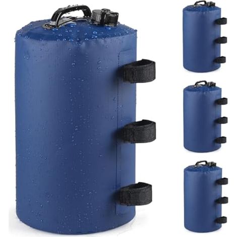4 Poids pour Tonnelle 10L PVC Sac de Lestage pour Pieds de Tente Pop-up Jardin Extérieur avec Dispositif Anti-Reflux pour Auvent Parasol (Bleu) (1/5)