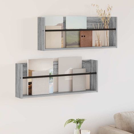 Magazinregal 2 pcs Graues Sonoma 80 x 12 x 30 cm Holzwerkstoff