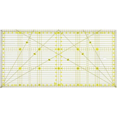 BRAVIX 15 x 30 cm Règle de patchwork avec indications d'angles, Règle couture précise pour le quilting, la couture et le patchwork